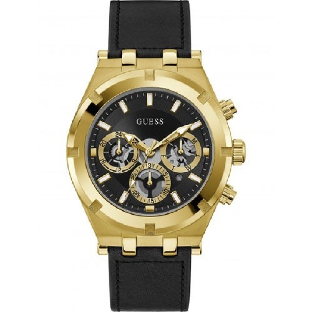 GUESS - Reloj Guess Continental GW0262G2 Negro De Cuero Piel Para Hombre.