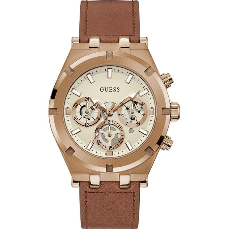 GUESS - Reloj Guess Continental GW0262G3 Cafe De Cuero Piel Para Hombre.