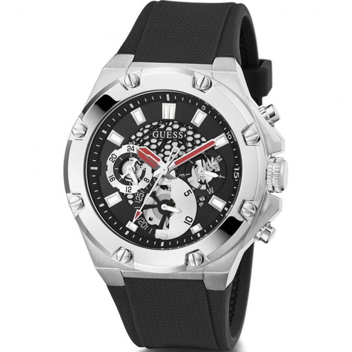 GUESS - Reloj Guess Third Gear GW0334G1 Negro De Silicona Para Hombre.