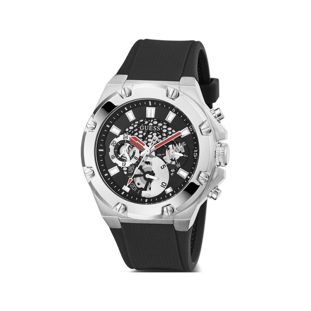 GUESS - Reloj Guess Third Gear GW0334G1 Negro De Silicona Para Hombre.