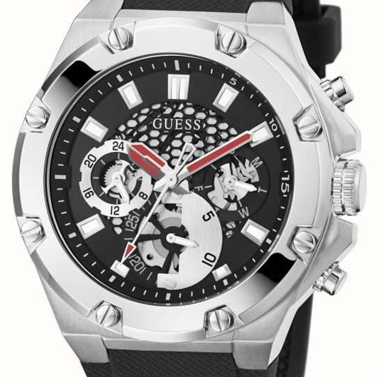 GUESS - Reloj Guess Third Gear GW0334G1 Negro De Silicona Para Hombre.