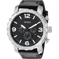 Reloj Nate JR1436 Negro De Cuero Piel Para Hombre.