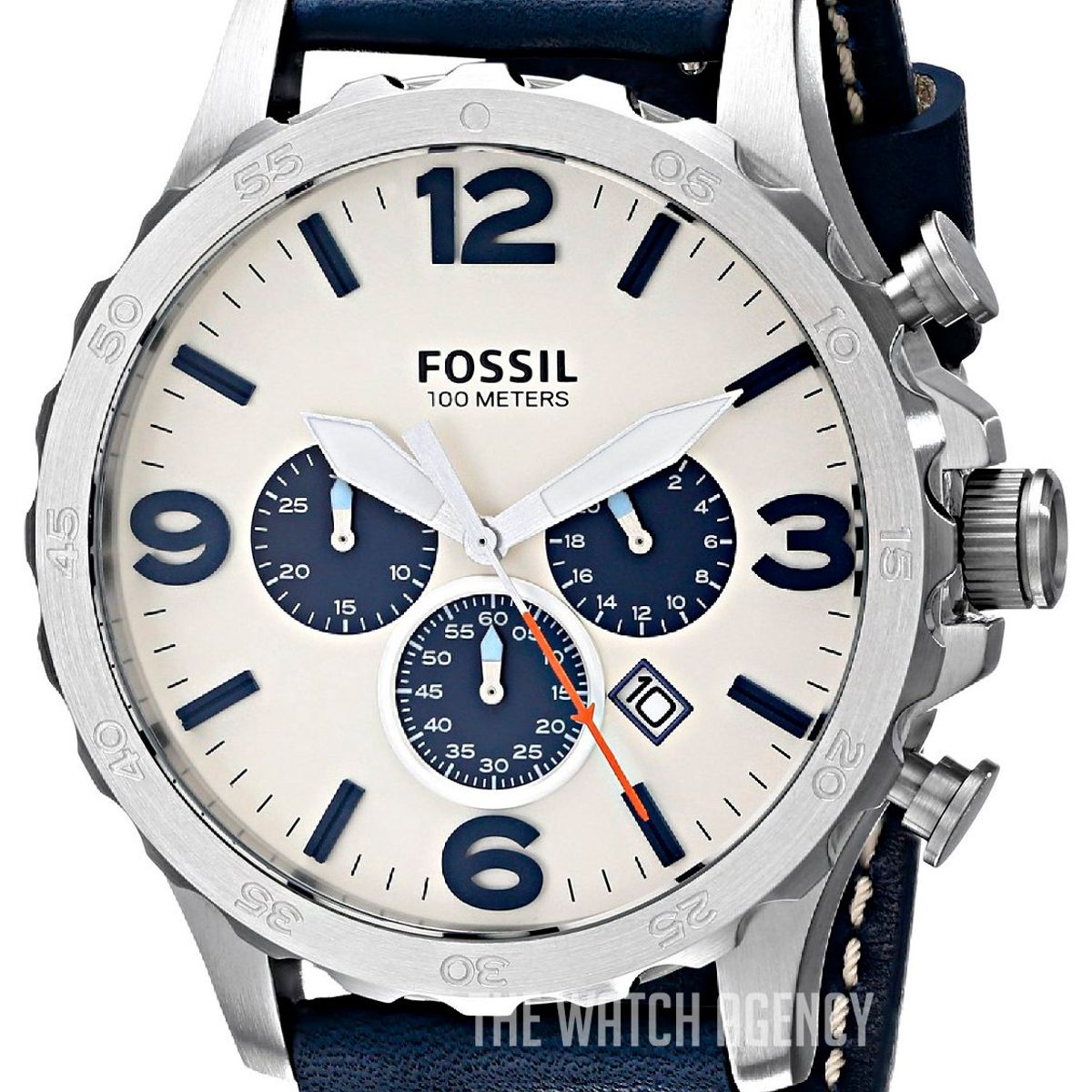 FOSSIL - Reloj Fossil Nate JR1480 Azul De Cuero Piel Para Hombre.