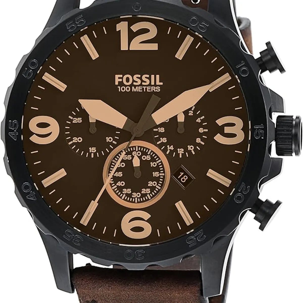 FOSSIL - Reloj Fossil Nate JR1487 Marrón De Cuero Piel Para Hombre