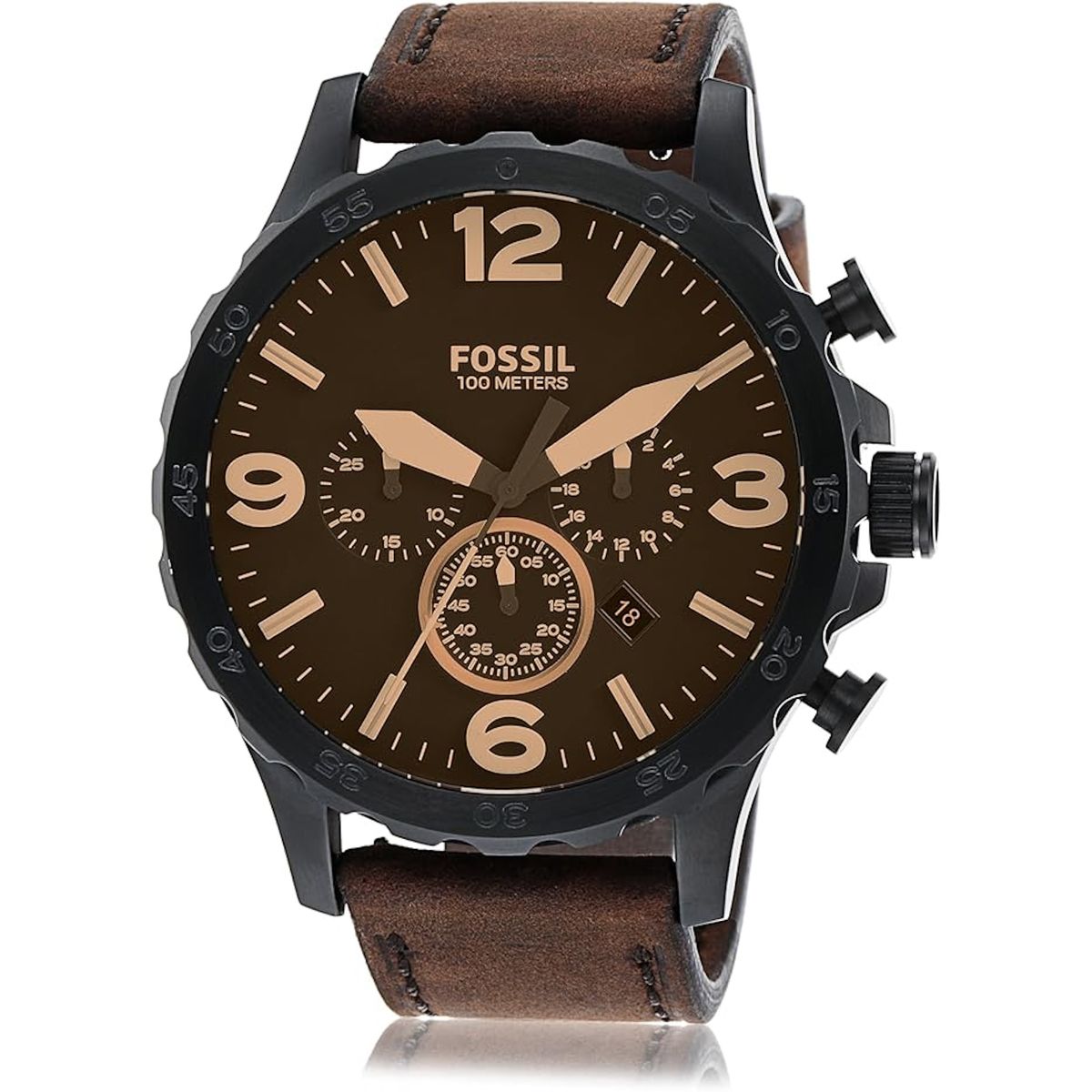 FOSSIL - Reloj Fossil Nate JR1487 Marrón De Cuero Piel Para Hombre