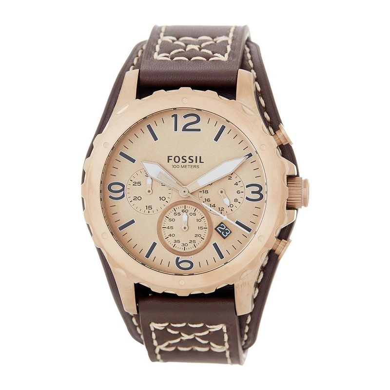 FOSSIL - Reloj Fossil Nate JR1495 Marrón De Cuero Piel Para Hombre.
