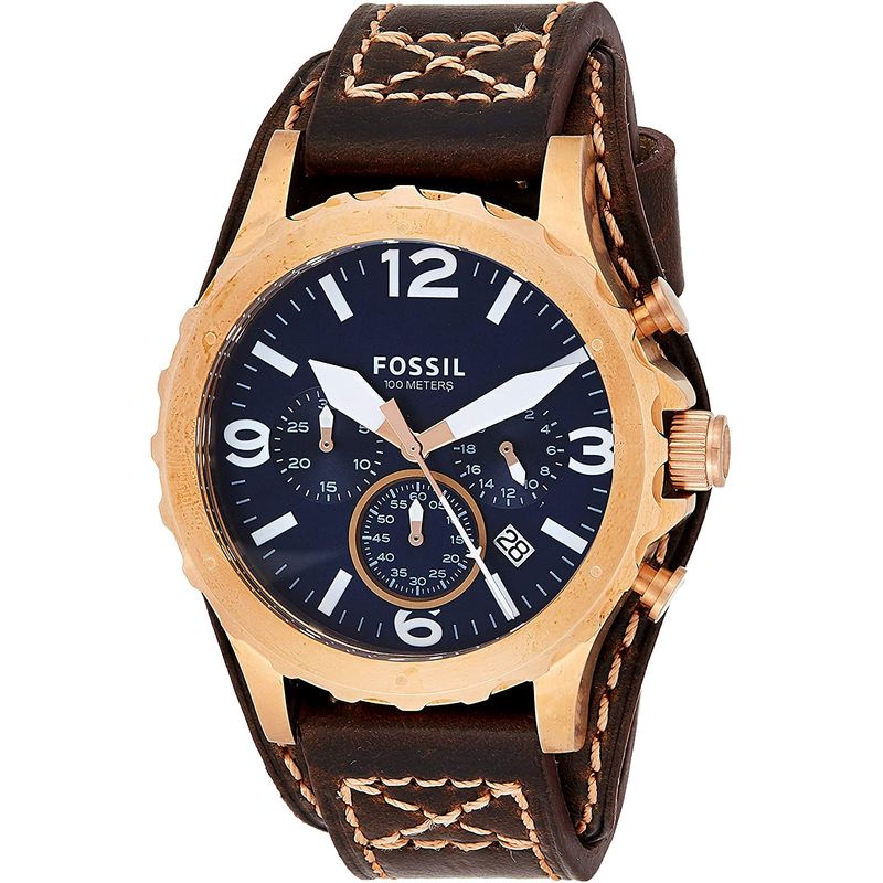 FOSSIL - Reloj Fossil Nate JR1505 Marrón De Cuero Piel Para Hombre.