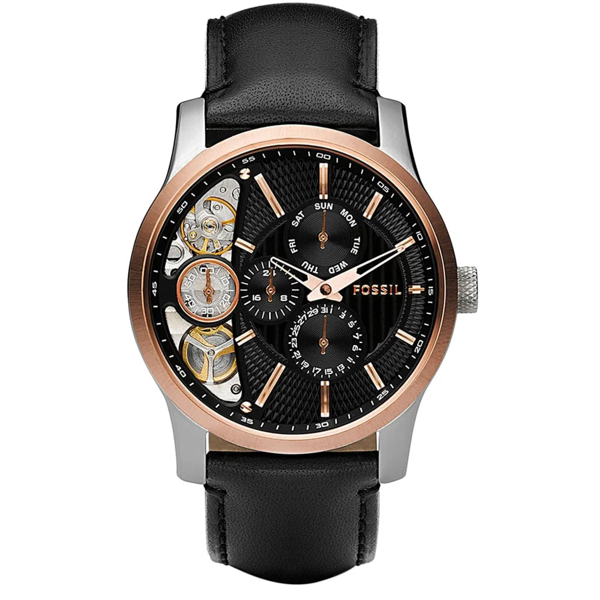 FOSSIL - Reloj Fossil Twist ME1099 Negro De Cuero Piel Para Hombre.