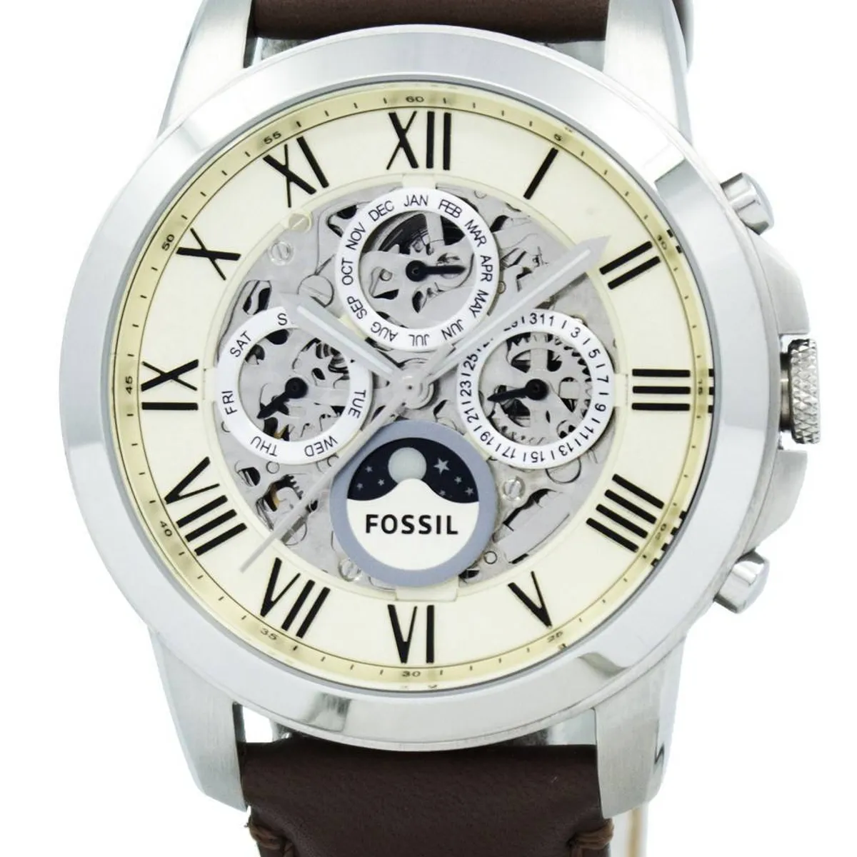 FOSSIL - Reloj Fossil Grant ME3027 Marrón De Cuero Piel Para Hombre.