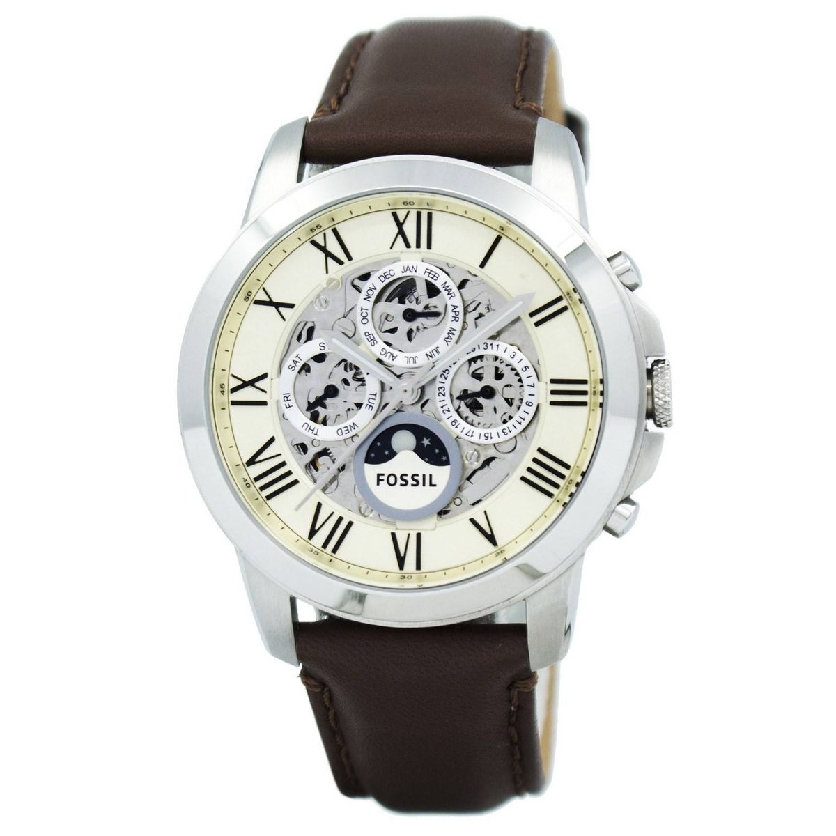 FOSSIL - Reloj Fossil Grant ME3027 Marrón De Cuero Piel Para Hombre.