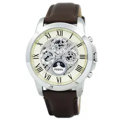 FOSSIL - Reloj Grant ME3027 Marrón De Cuero Piel Para Hombre.