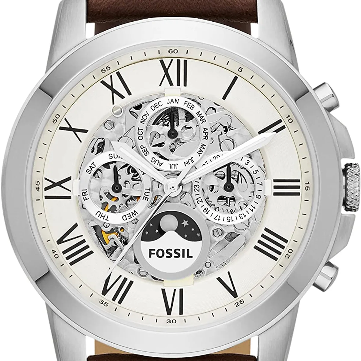 FOSSIL - Reloj Fossil Grant ME3027 Marrón De Cuero Piel Para Hombre.