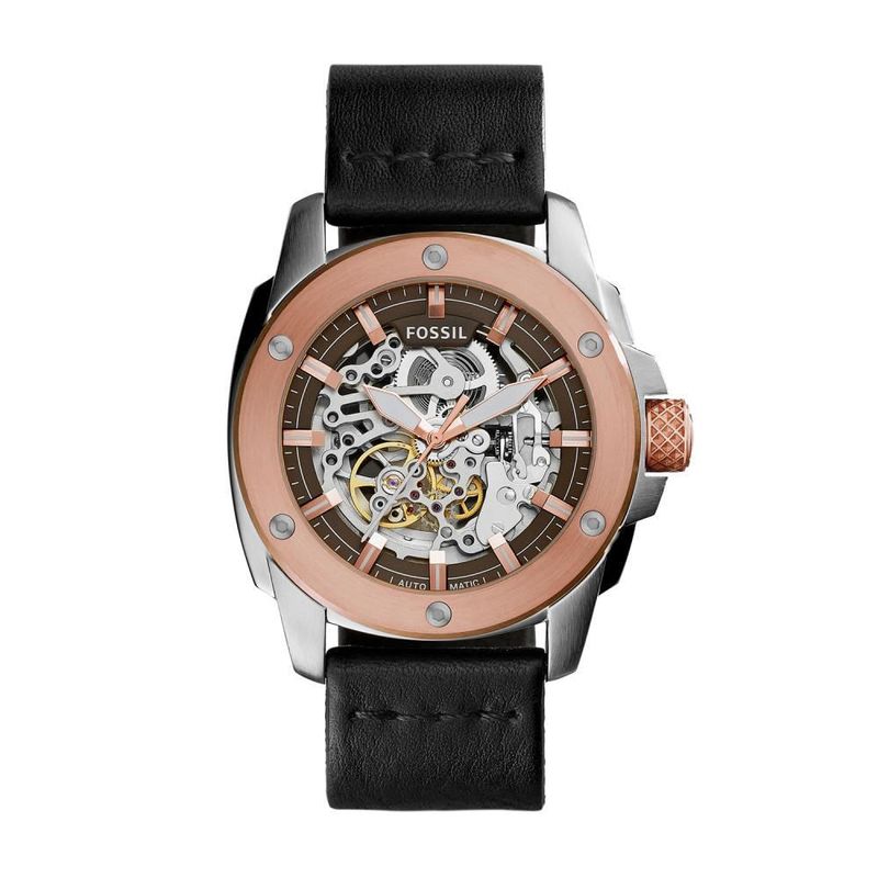 FOSSIL - Reloj Fossil Modern Machine ME3082 Negro De Cuero Piel Para Hombre.