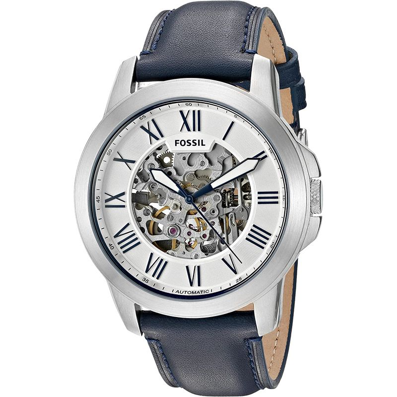 FOSSIL - Reloj Fossil Grant ME3111 Azul De Cuero Piel Para Hombre.