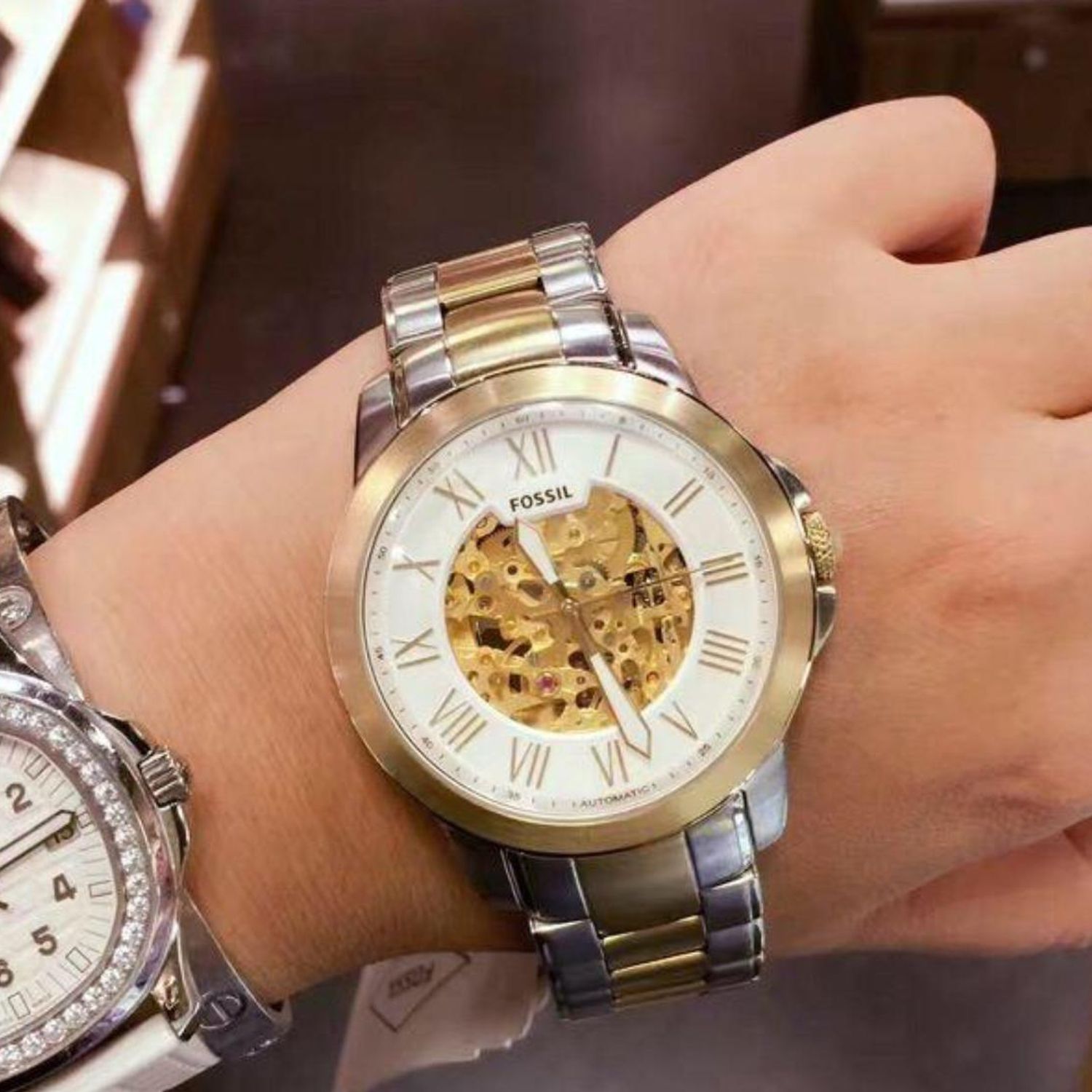 FOSSIL Reloj Fossil Grant ME3112 Plateado Dorado De Acero