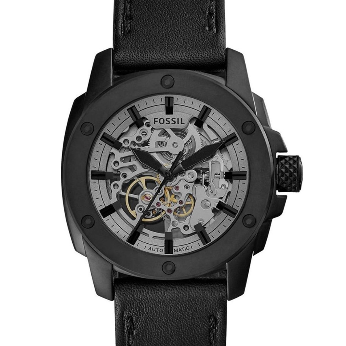 FOSSIL - Reloj Fossil Modern Machine ME3134 Negro De Cuero Piel Para Hombre.