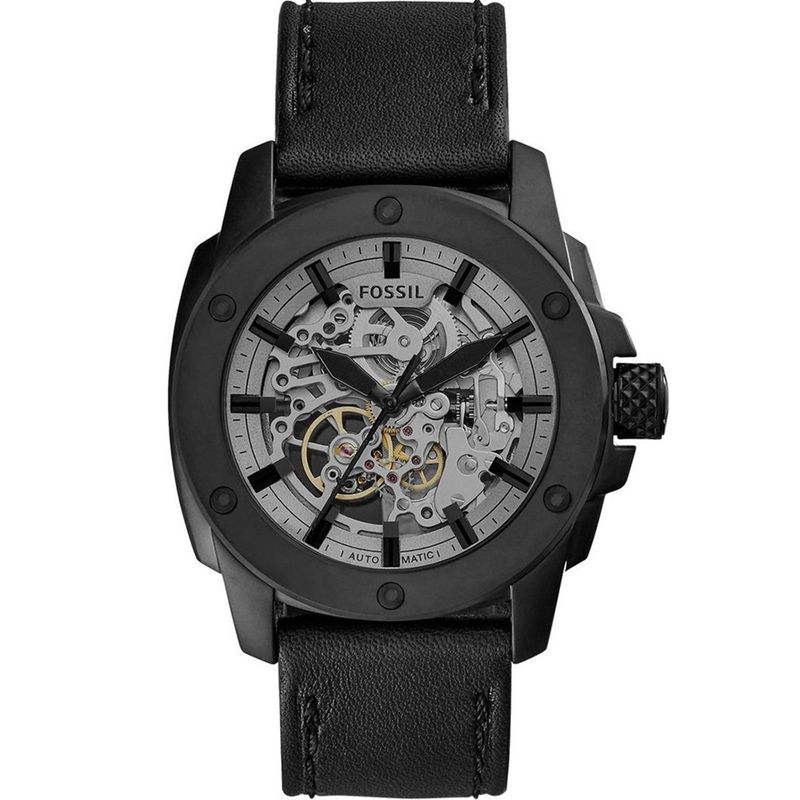 FOSSIL - Reloj Fossil Modern Machine ME3134 Negro De Cuero Piel Para Hombre.