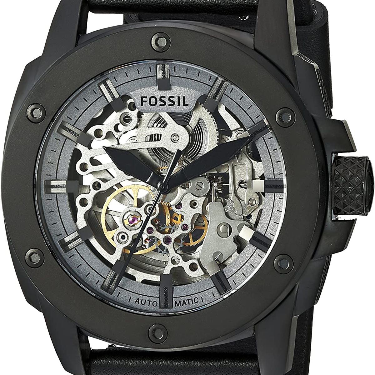 FOSSIL - Reloj Fossil Modern Machine ME3134 Negro De Cuero Piel Para Hombre.