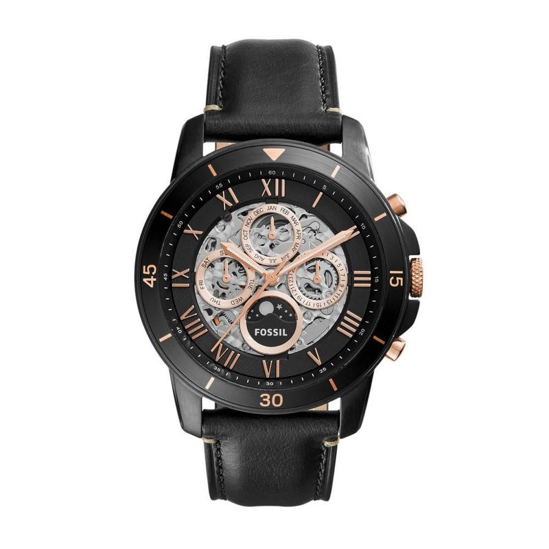 FOSSIL - Reloj Fossil Grant ME3138 Negro De Cuero Piel Para Hombre.