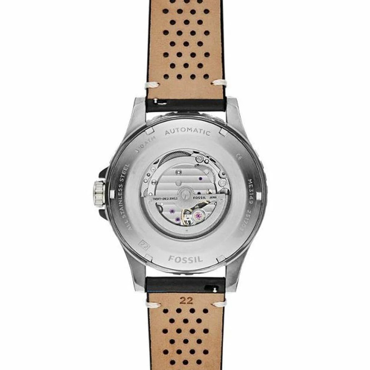 FOSSIL - Reloj Fossil Crewmaster ME3148 Negro De Cuero Piel Para Hombre.