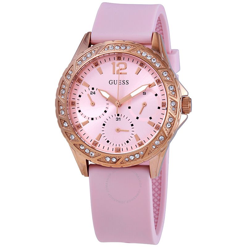 GUESS - Reloj Guess Sparkling W0032L9 Rosa De Silicona Para Mujer.