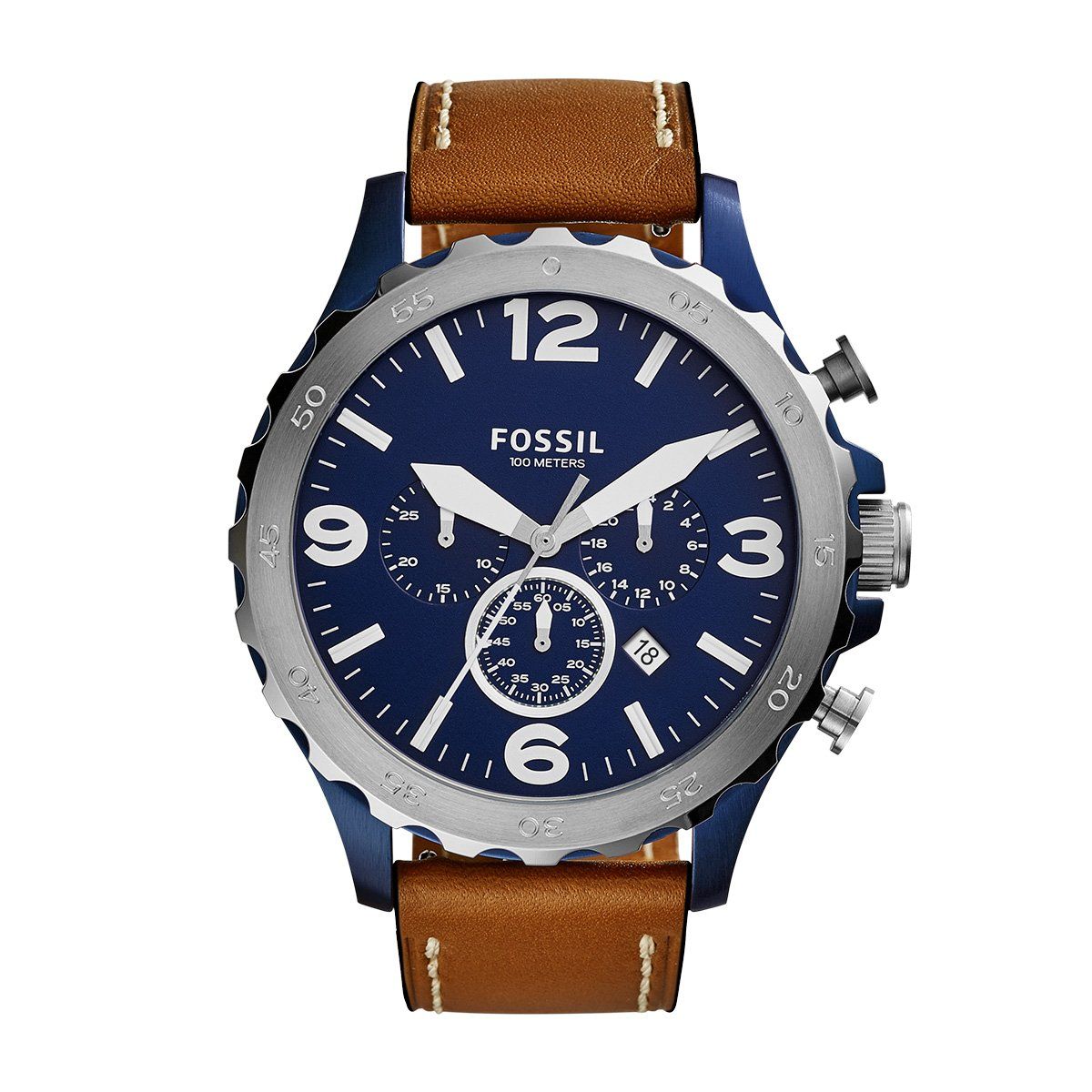 FOSSIL - Reloj Fossil Nate JR1504 Marrón De Cuero Piel Para Hombre.