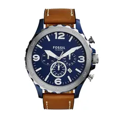 FOSSIL - Reloj Nate JR1504 Marrón De Cuero Piel Para Hombre.