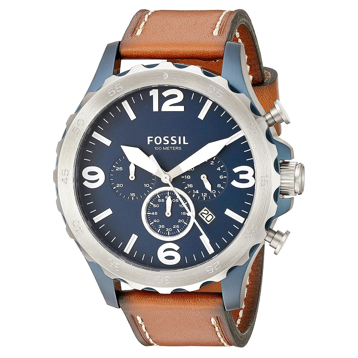 FOSSIL - Reloj Fossil Nate JR1504 Marrón De Cuero Piel Para Hombre.