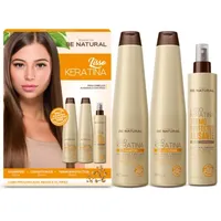 Set Lisso Keratina Shampoo Y Acondicionador Termo Protector Be Natural