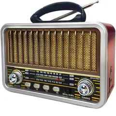 GENERICO - Radio Portátil Bluetooth Recargable Y A Pilas AMFM MP3 Vintage Caoba