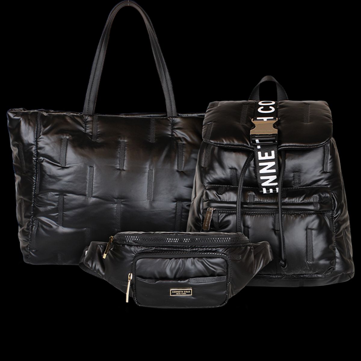 KENNETH COLE - Pack Bolso + Mochila + Banano negro Pipertote Kenneth Cole
