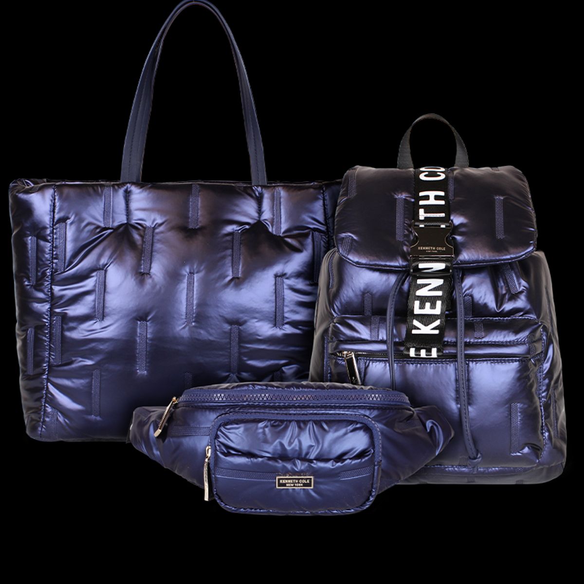 KENNETH COLE - Pack Bolso + Mochila + Banano azul Pipertote Kenneth Cole