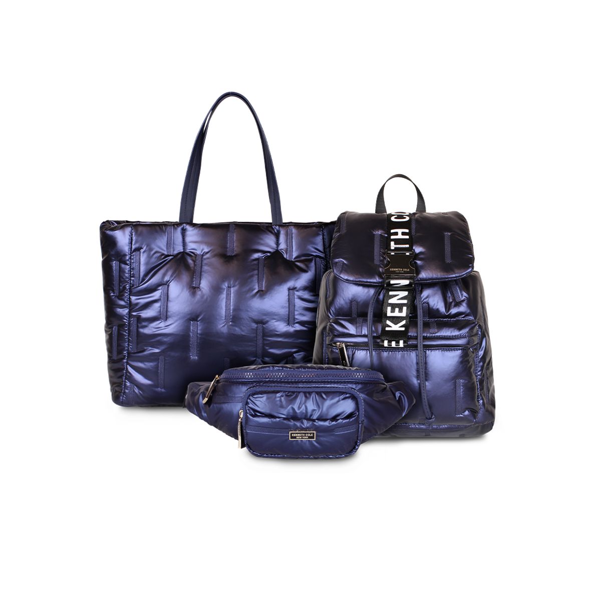 KENNETH COLE - Pack Bolso + Mochila + Banano azul Pipertote Kenneth Cole