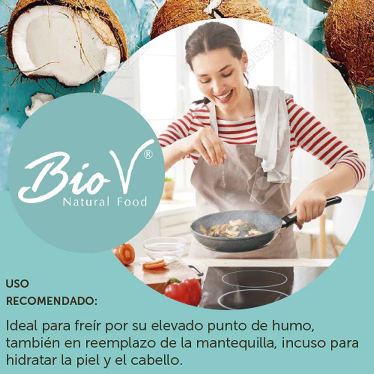 BIOV - Aceite de Coco Orgánico Prensado en Frio 500ml Bio V