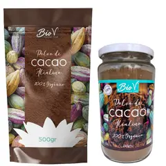 BIOV - Pack Cacao Alcalino Doypack 500gr + Frasco de 240gr Bio V