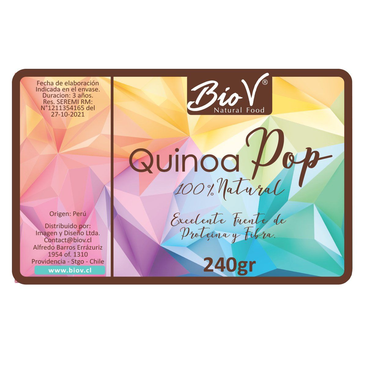 BIOV - Quinoa Pop Sin Endulzar Sin Gluten 240g Bio V