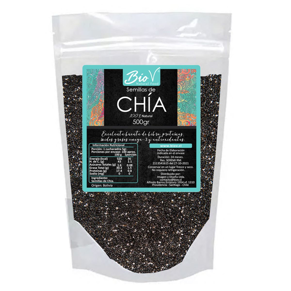 BIOV - Semillas de Chia Superalimento Display 500g Bio V