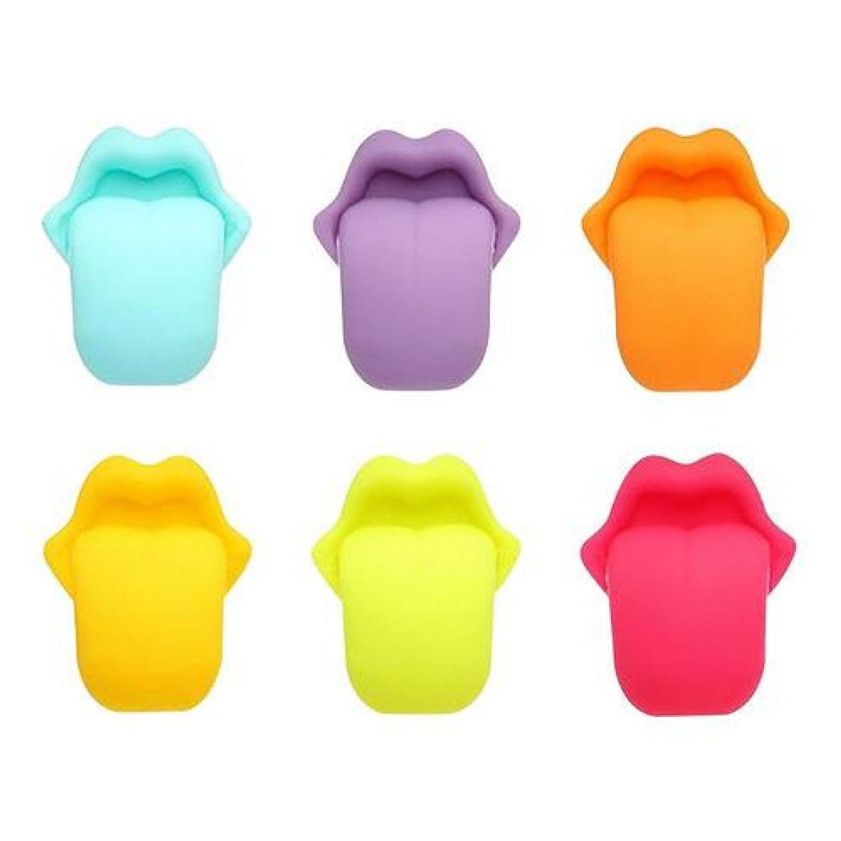 GENERICO - Marcadores De Vasos O Copas Boca Lengua 6 Pcs - Negro.