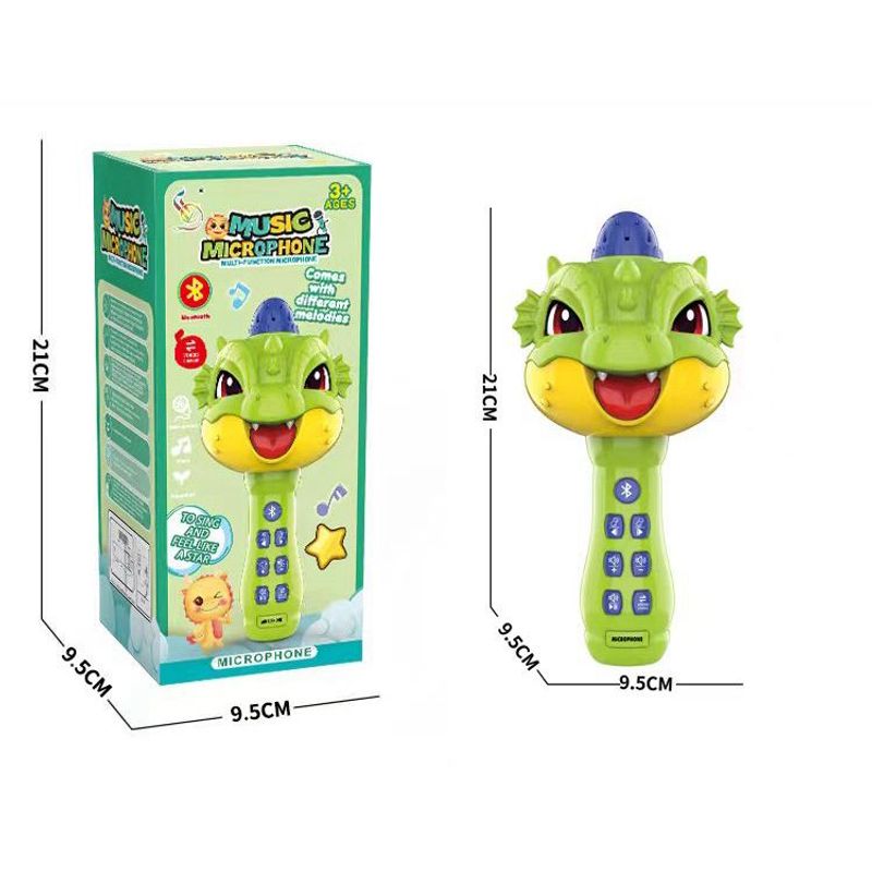 GENERICO - Micrófono Karaoke Dinosaurio Verde Recargable Bluetooth Niño