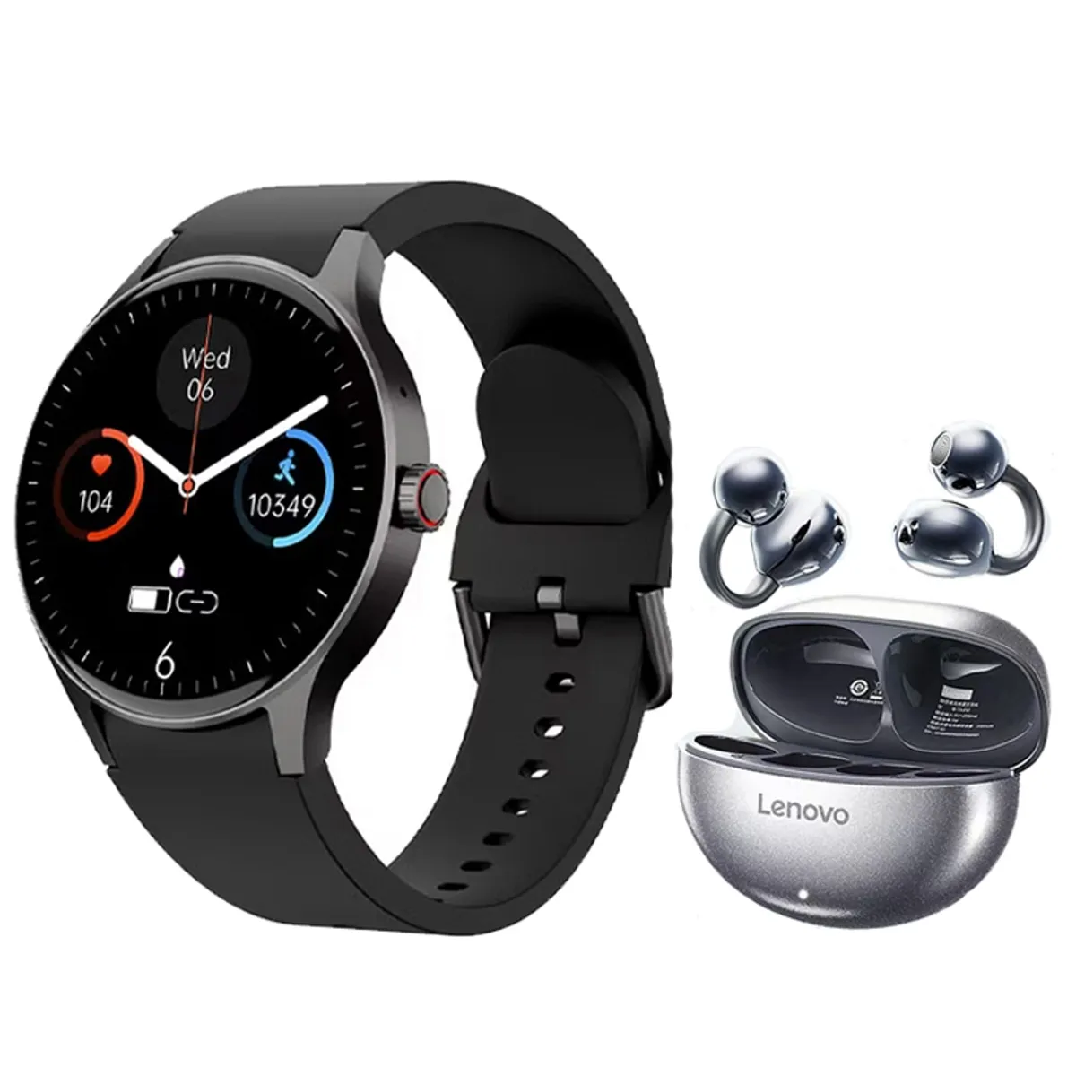 LENOVO - Reloj inteligente Y80 Negro Smartwatch y Audifonos Lenovo TA140 -B