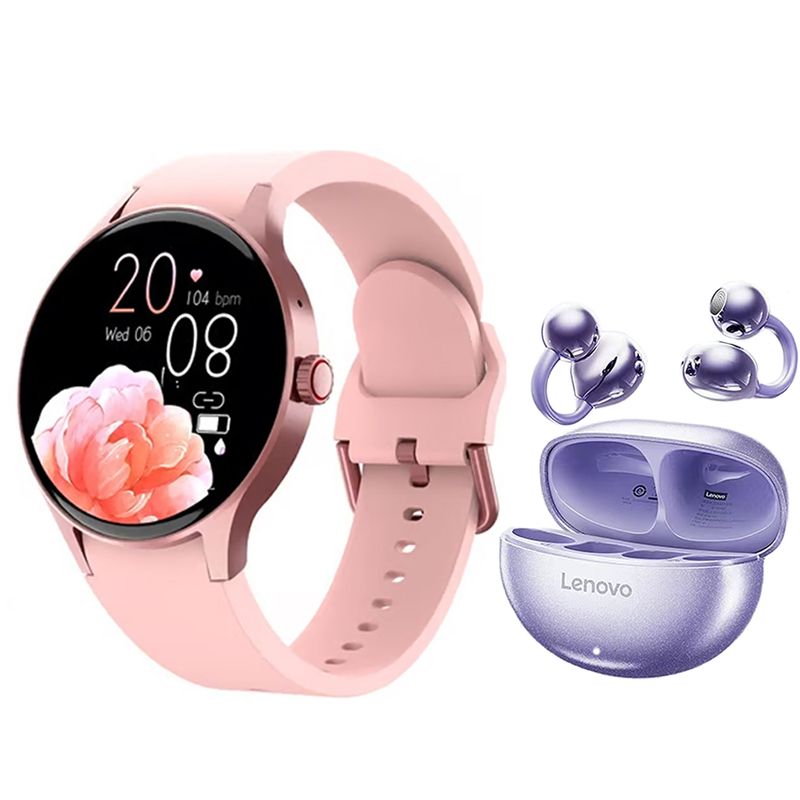 LENOVO - Reloj inteligente Y80 Rosa Smartwatch y Audifonos Lenovo TA140 -M