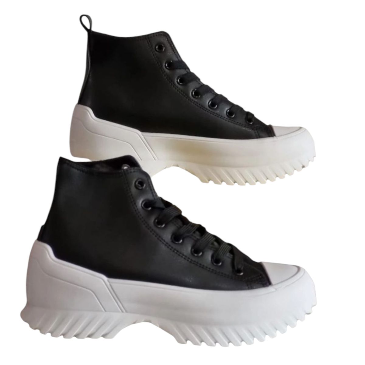 HERIEL - Zapatilla Eco Cuero Plataforma Run Tendencia Urbana Con Caña