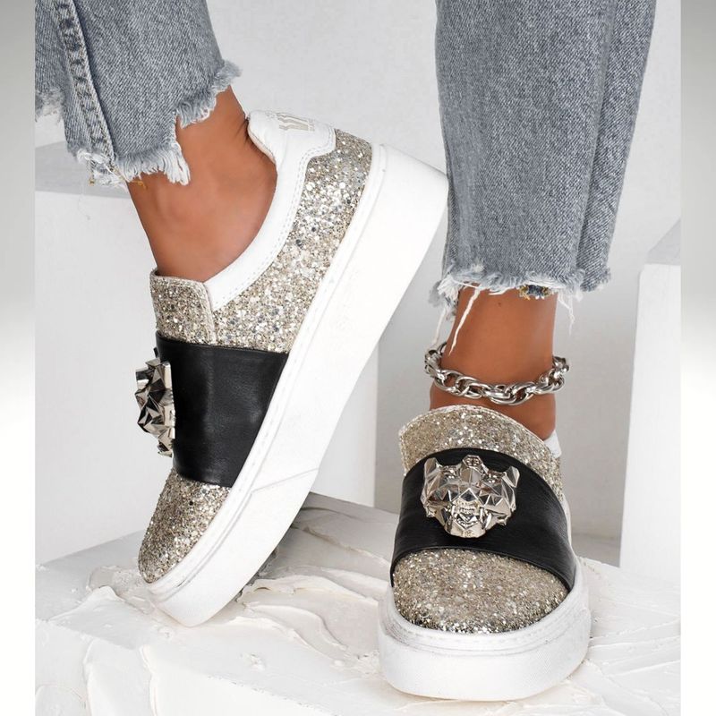ANNY OUTFITS - Zapatillas cuero Gliter Tigre