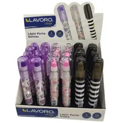 LAVORO - Lápiz porta goma con diseño y sujetador