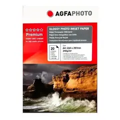 AGFA - Papel Fotográfico Glossy A4 240 g Alto Brillo X 20 Hojas