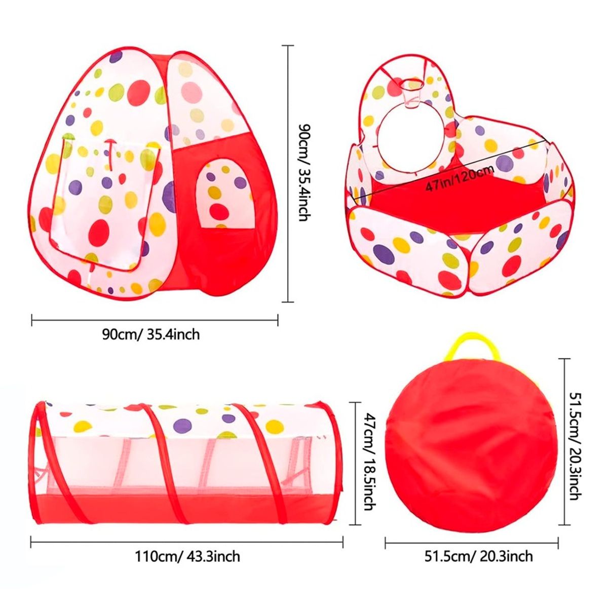 GENERICO - Carpa Tunel Alberca Gusano Pelotas Casa Didáctico Rojo