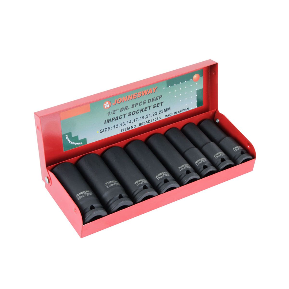 JONNESWAY - Juego Dados de Impacto Largos Jonnesway 1/2 - 8 piezas (mm)