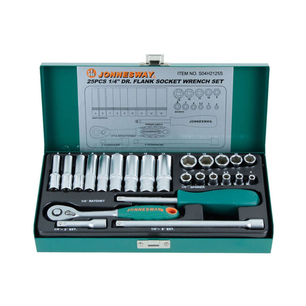 JONNESWAY - Juego de Dados Hexagonales Jonnesway 1/4 en mm - 24 Piezas