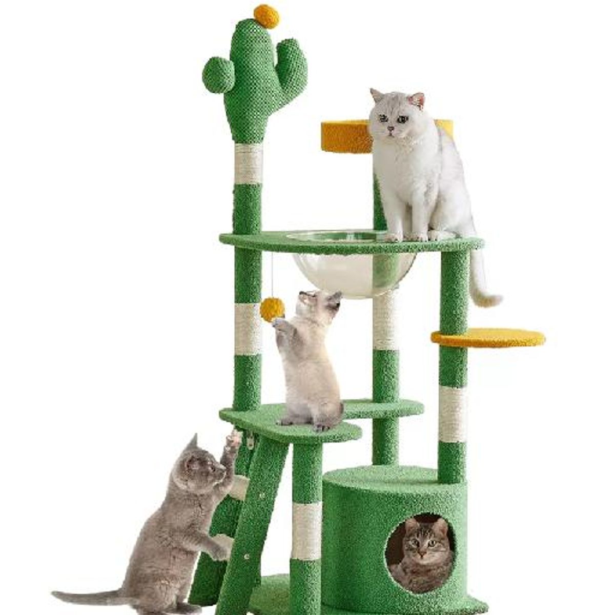 GENERICO - Rascador torre arbol gatos yute cactus hamaca escalera verde