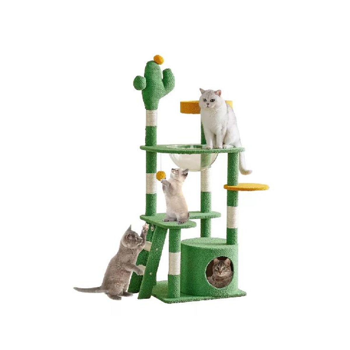 GENERICO - Rascador torre arbol gatos yute cactus hamaca escalera verde